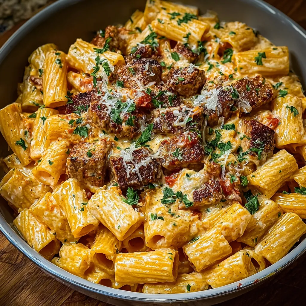 A delicious serving of Cajun Cheesy Rigatoni Parmesan Sauce is pictured as a secondary image in the recipe article.
