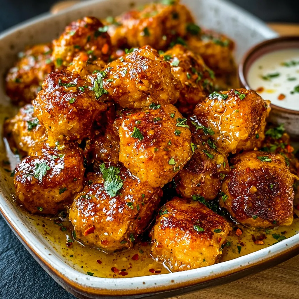 Cowboy Butter Chicken Bites Recipe Close-up view of delicious Cowboy Butter Chicken Bites, showcasing the flavorful sauce and crispy chicken.