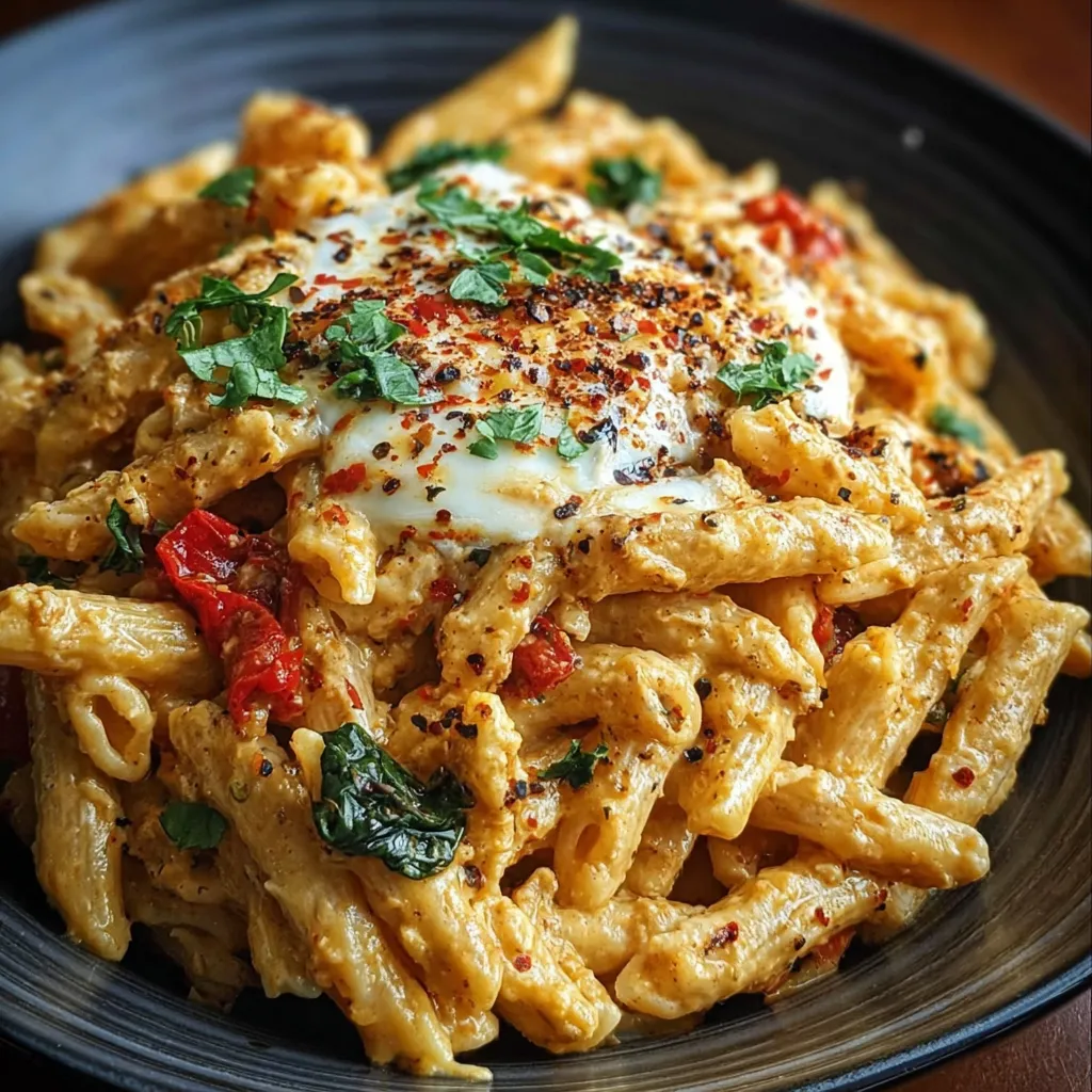 Spicy Rattlesnake Pasta Dish A close-up view of Rattlesnake Pasta showcases the creamy sauce and perfectly cooked pasta.