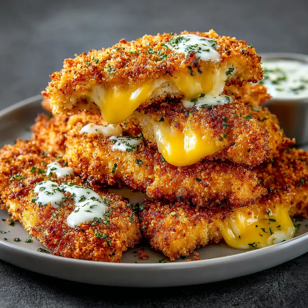 Close-up view of juicy and crispy Crack Chicken Tenders, showcasing their irresistible texture and flavor.