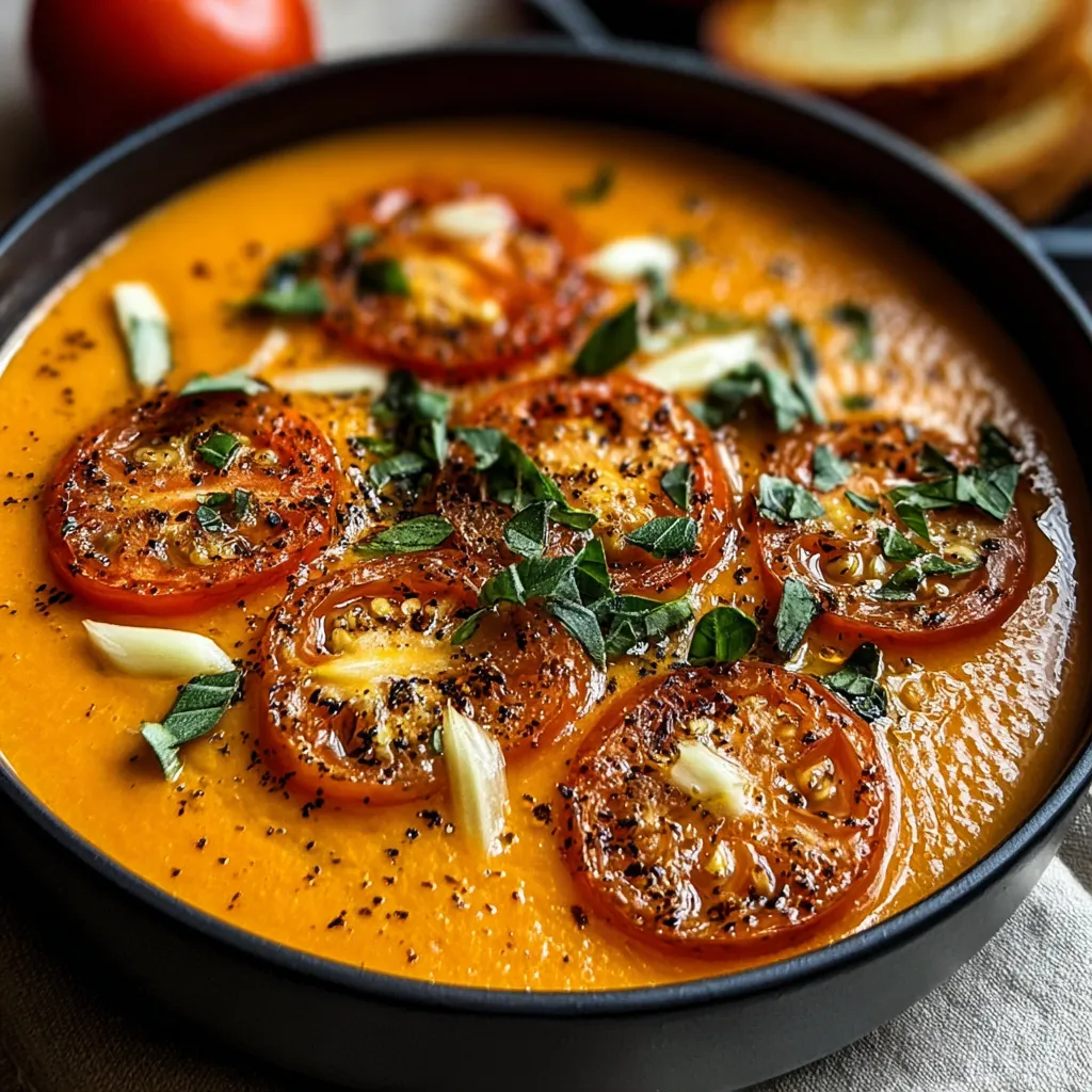 BEST CREAMY ROASTED GARLIC TOMATO SOUP