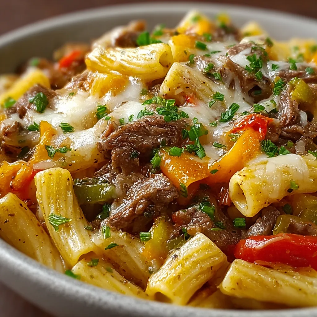 BEST PHILLY CHEESESTEAK PASTA