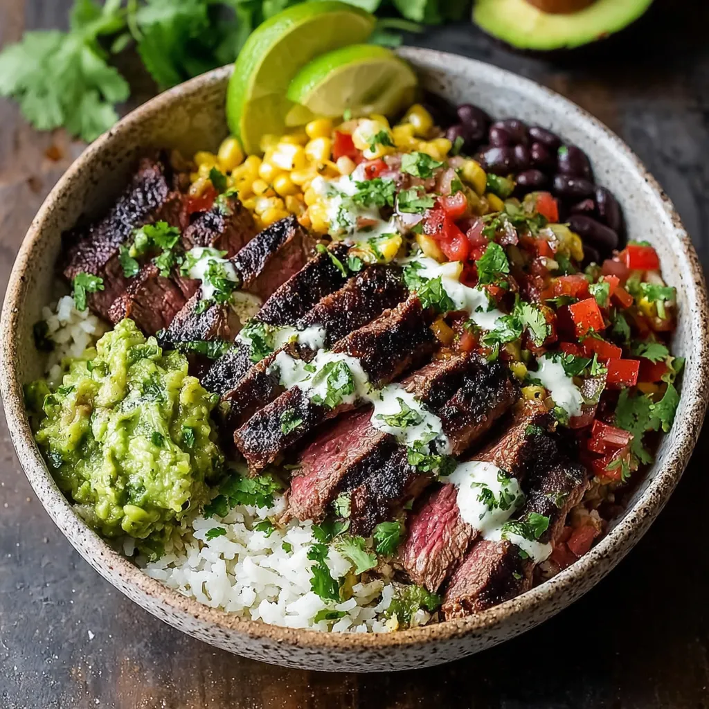 A vibrant featured image showcases delicious Cilantro Lime Steak Bowls with colorful toppings.