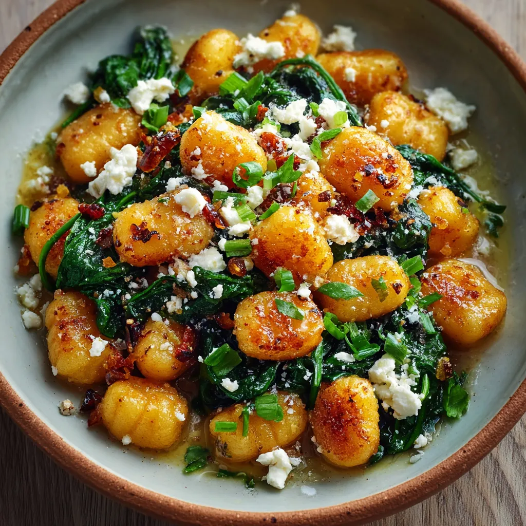 Crispy Gnocchi With Spinach And Feta, a delicious and healthy meal, is the featured image for this recipe.