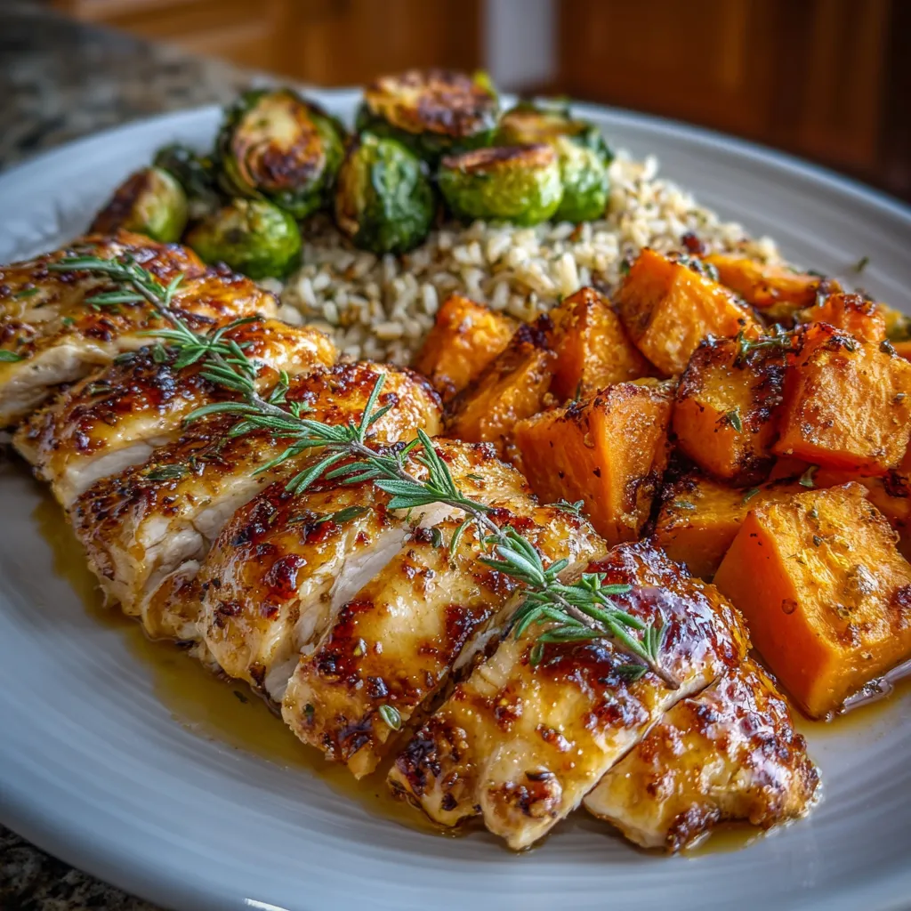 EASY MAPLE DIJON CHICKEN AND SWEET POTATO DINNER