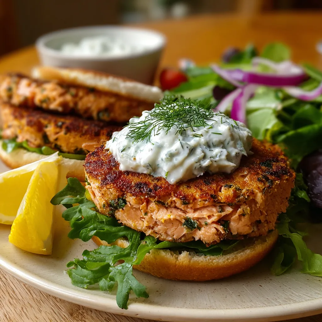 SALMON BURGERS WITH TZATZIKI QUICK