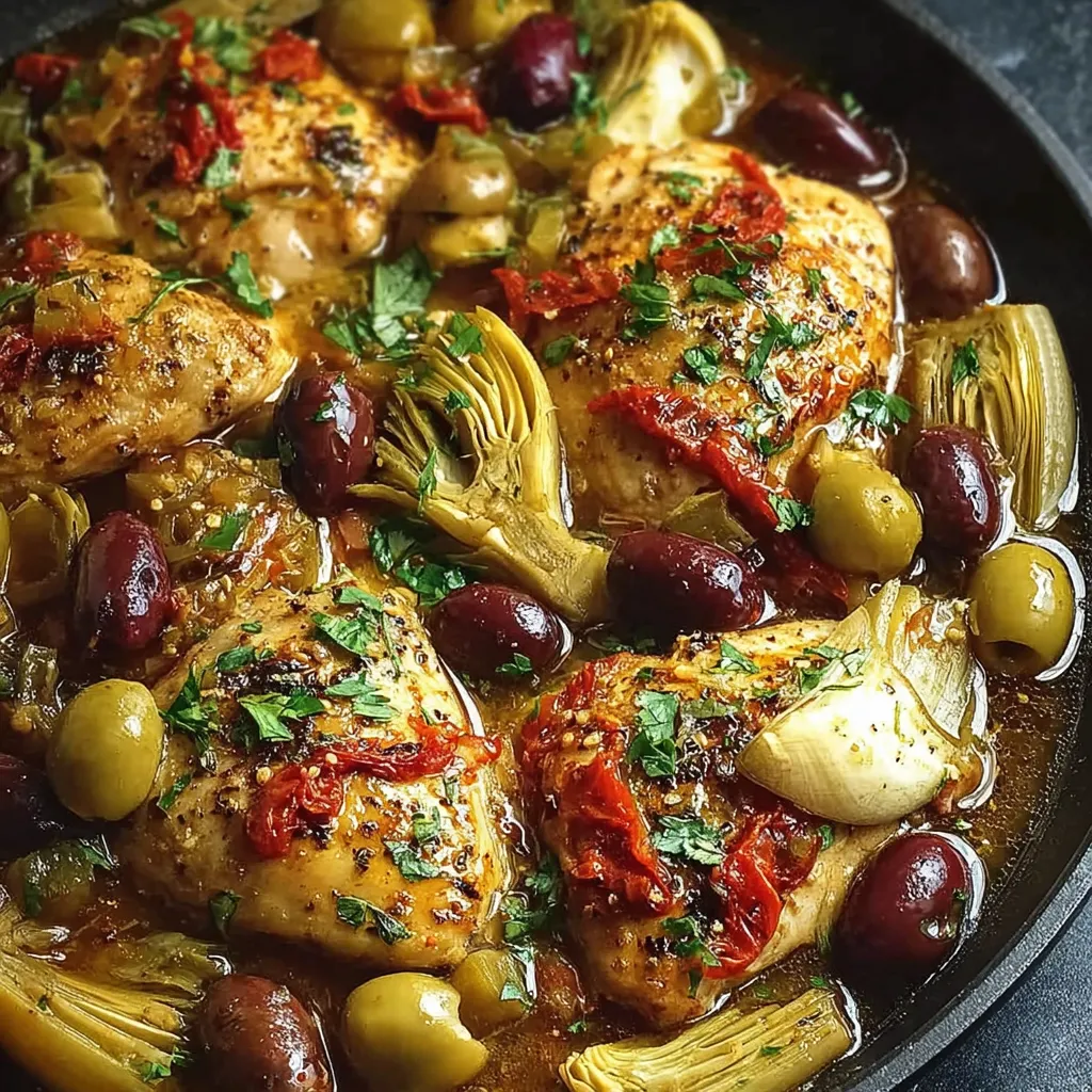 Close-up view of flavorful Mediterranean Chicken ready to be served.