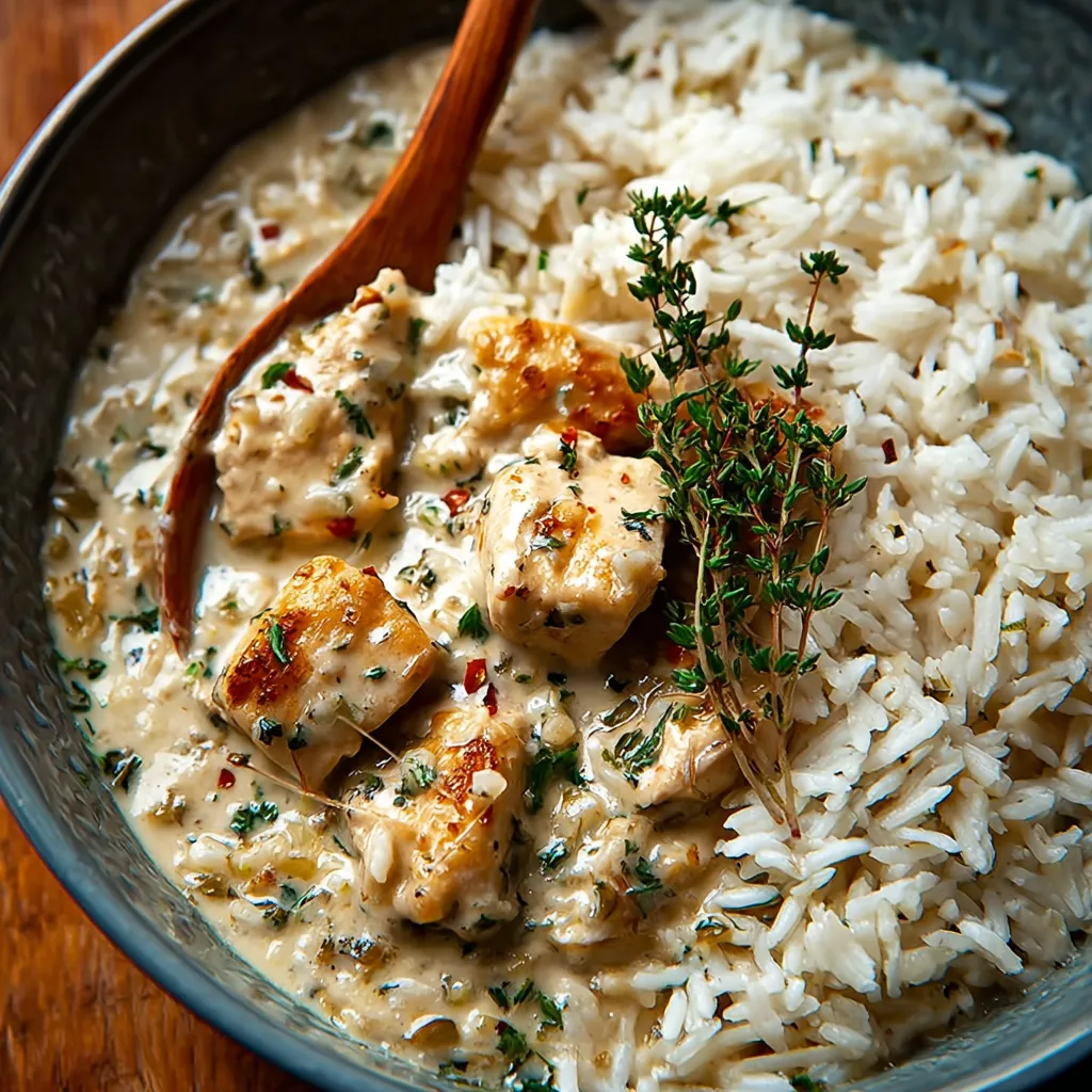 Creamy Herb Chicken Basmati Rice, a delicious and flavorful dish, is shown plated and ready to eat in this second content image.