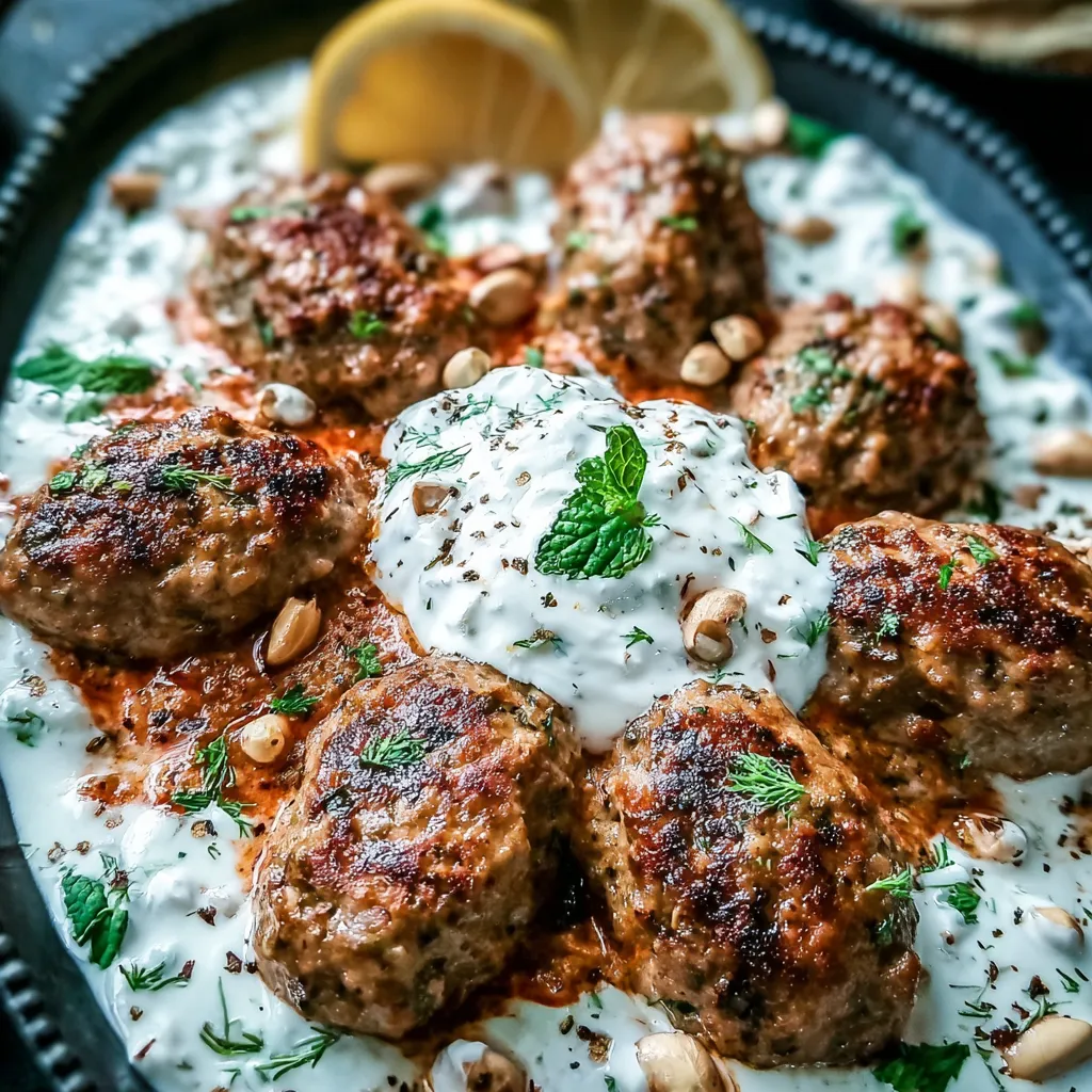 Close-up shows delicious and juicy Chicken Kofta served as part of a flavorful meal.
