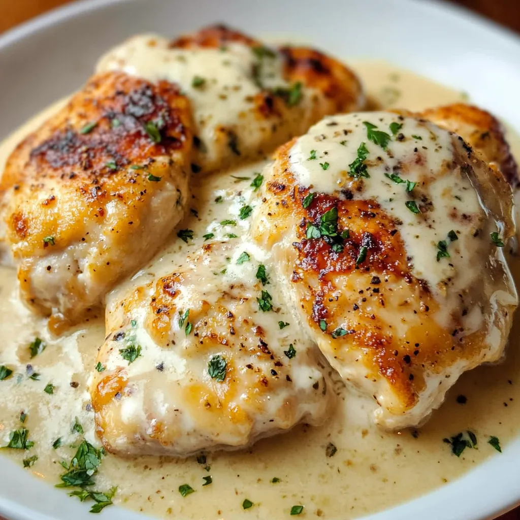 Close-up shot of creamy, golden-brown Cream Cheese Chicken, showcasing its rich texture and appetizing appearance.