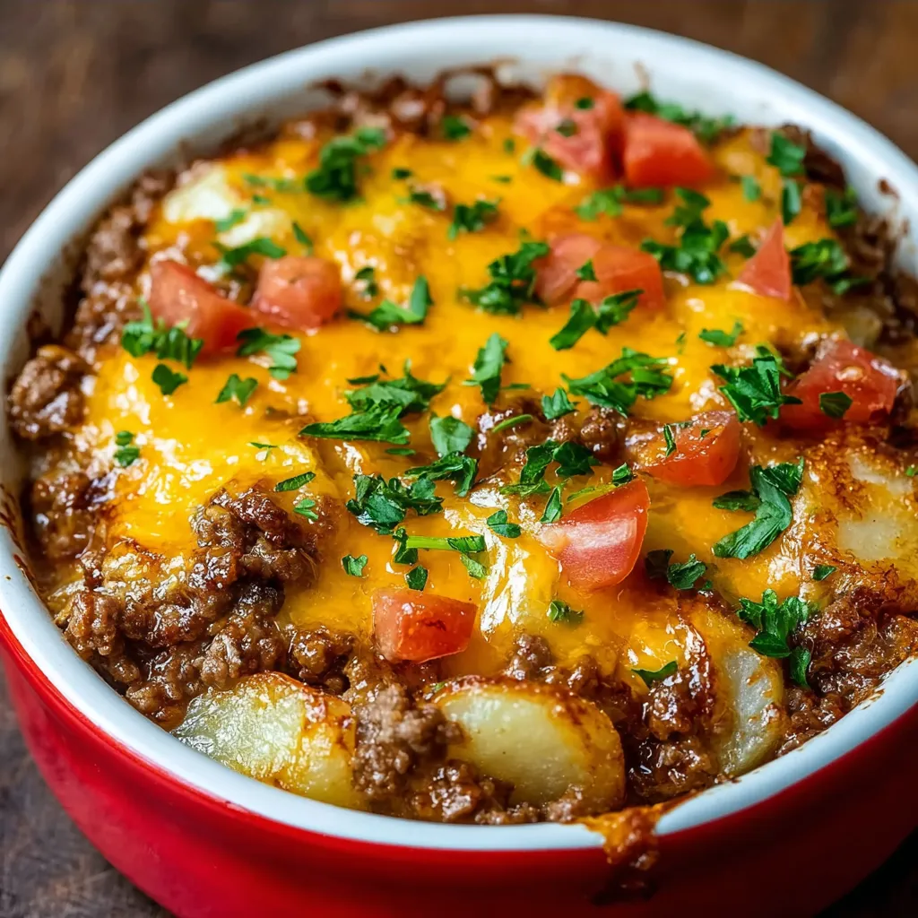 Another delicious-looking serving of Hobo Casserole is shown in this image.