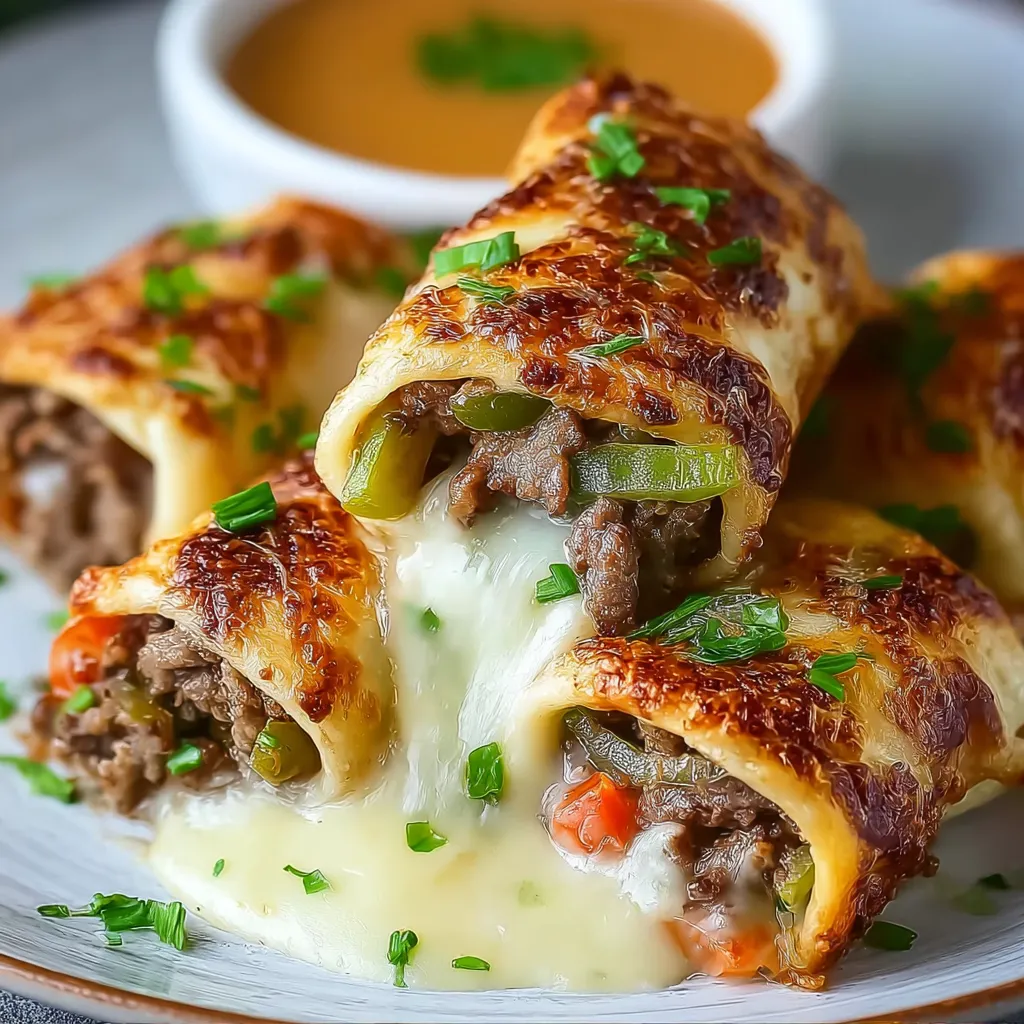 Close-up showcasing the delicious layers of Keto Philly Cheesesteak Roll-Ups, perfect for a low-carb meal.