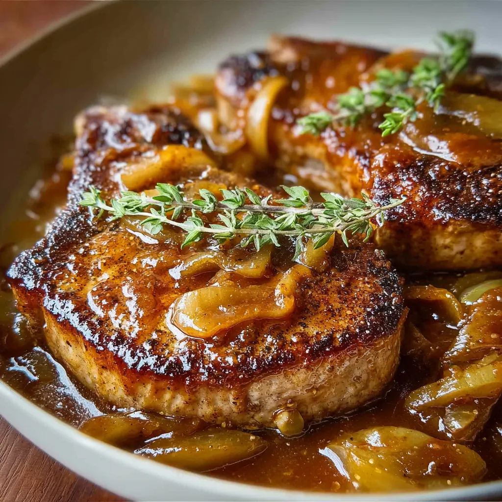 AMAZING APPLE BUTTER PORK CHOPS