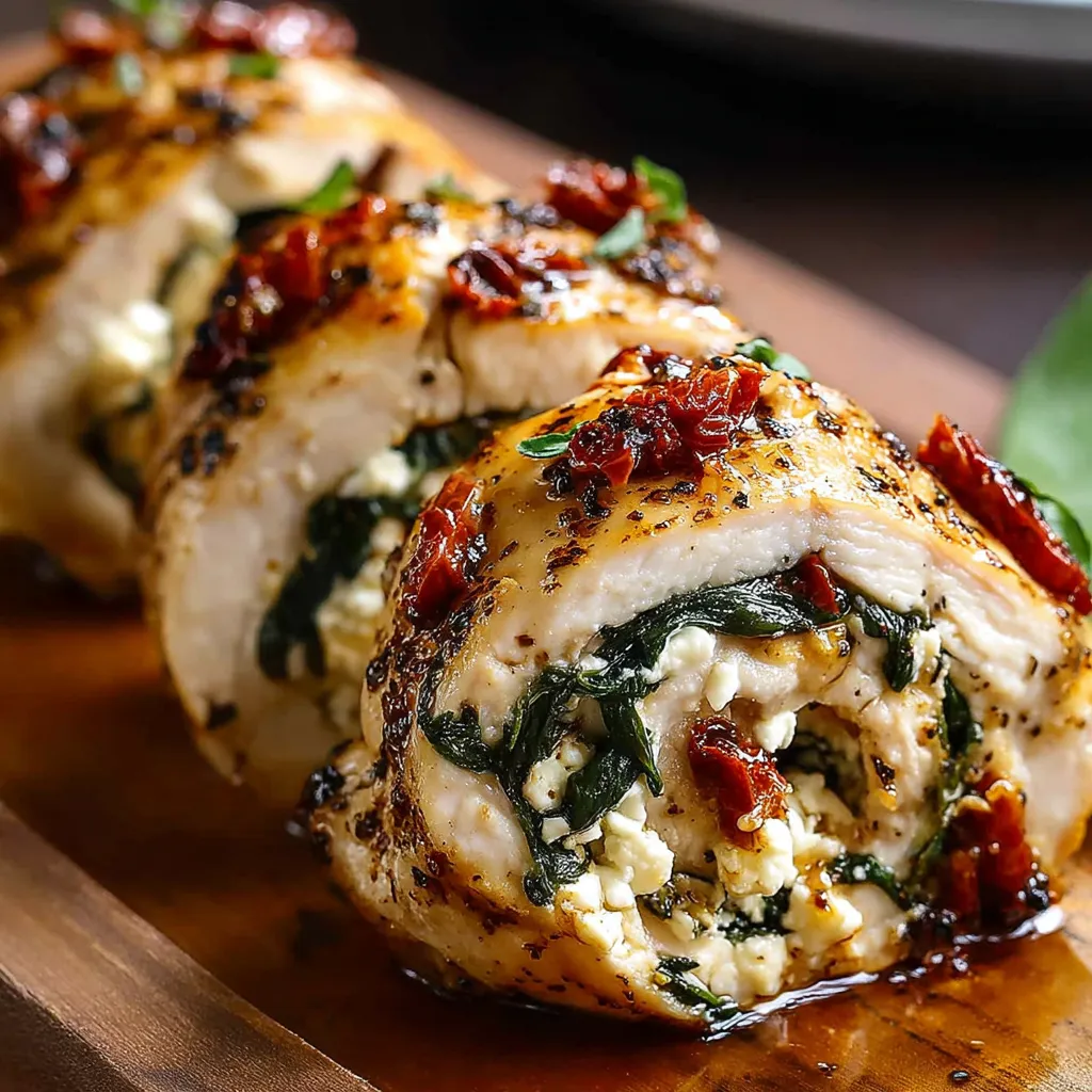 AMAZING CHICKEN FETA SPINACH SUN-DRIED TOMATO DINNER
