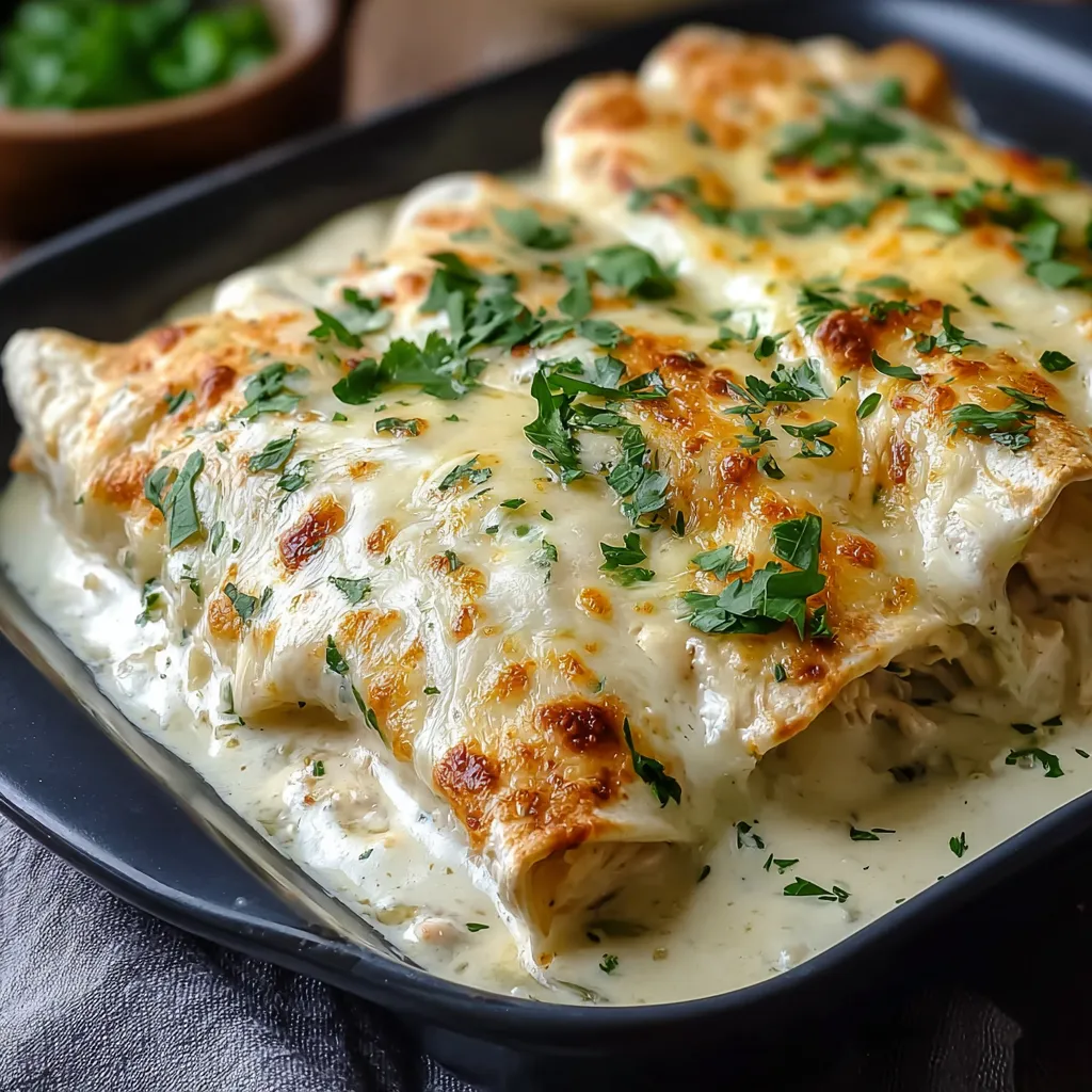 BEST CREAMY WHITE CHICKEN ENCHILADAS
