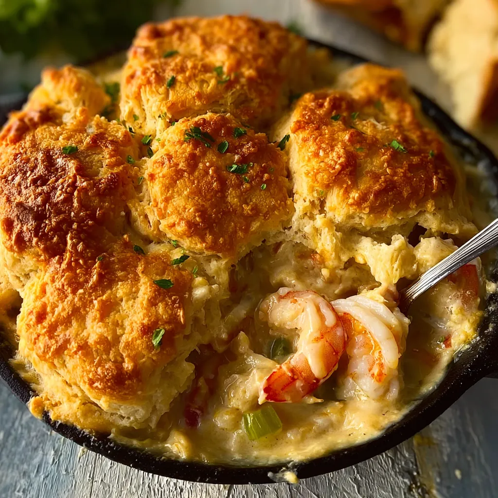 BEST SHRIMP LOBSTER CHEDDAR BAY BISCUIT POT PIE