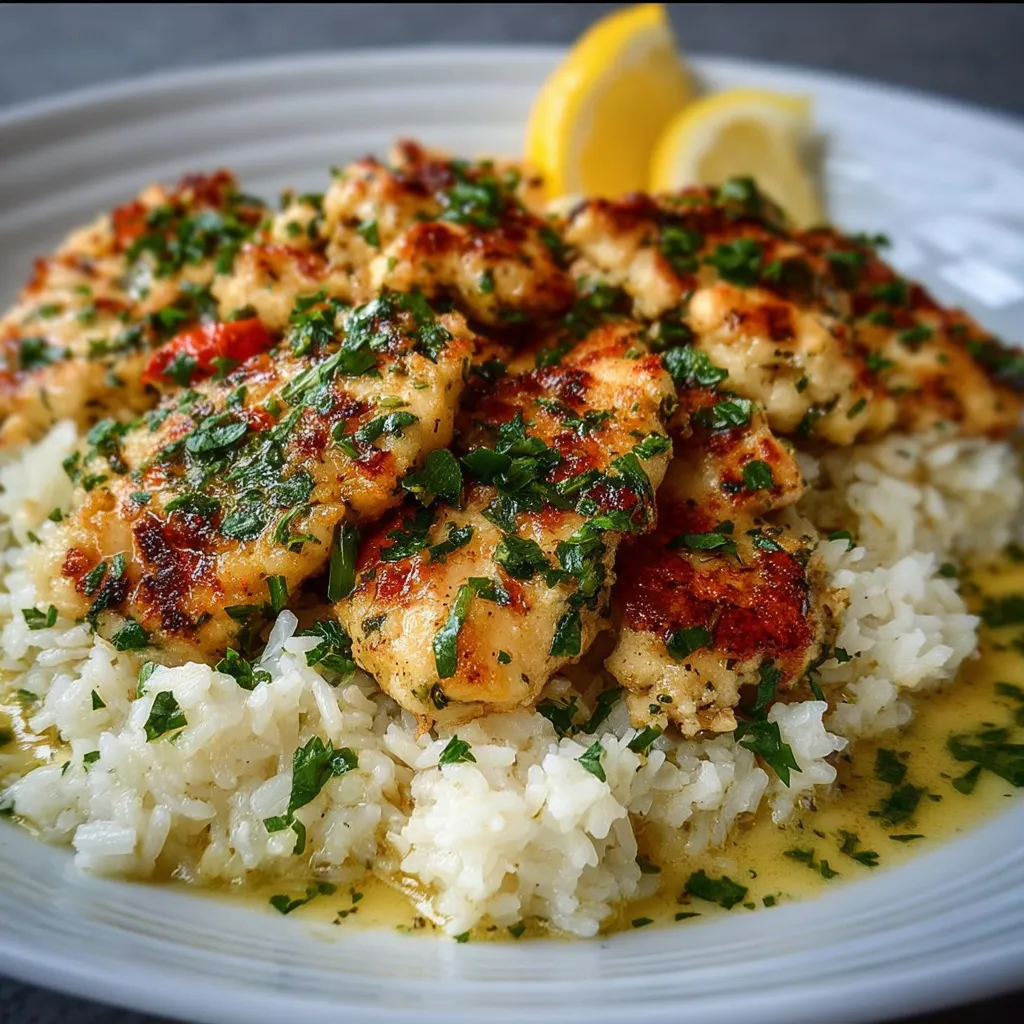 CHICKEN SCAMPI WITH GARLIC PARMESAN RICE EASY