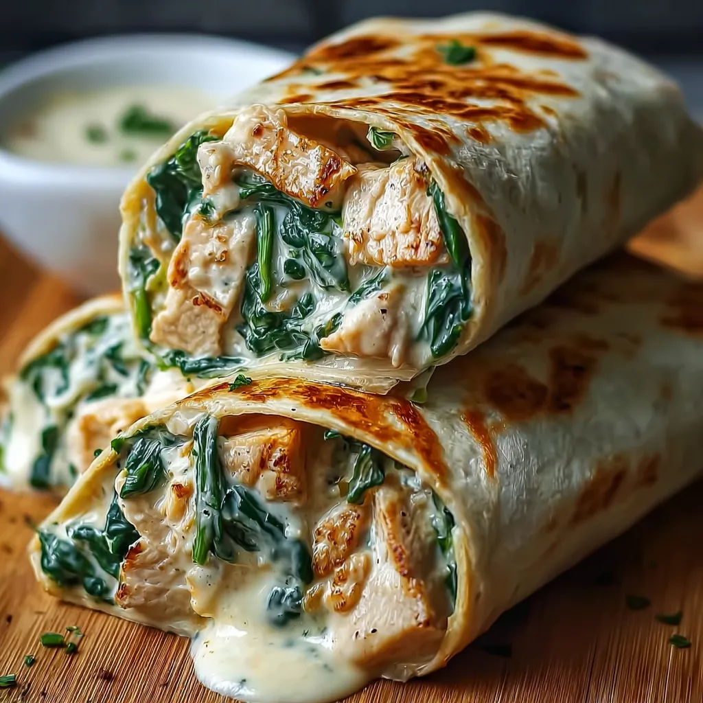 CREAMY GARLIC CHICKEN SPINACH WRAPS BEST