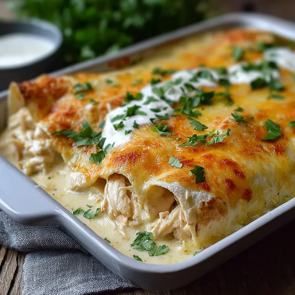 CREAMY WHITE CHICKEN ENCHILADAS AMAZING