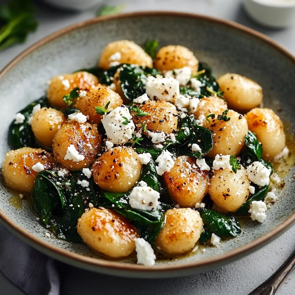 CRISPY GNOCCHI WITH SPINACH AND FETA AMAZING