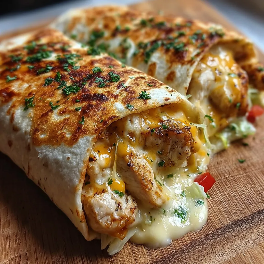 EASY CHEESY GARLIC CHICKEN WRAPS