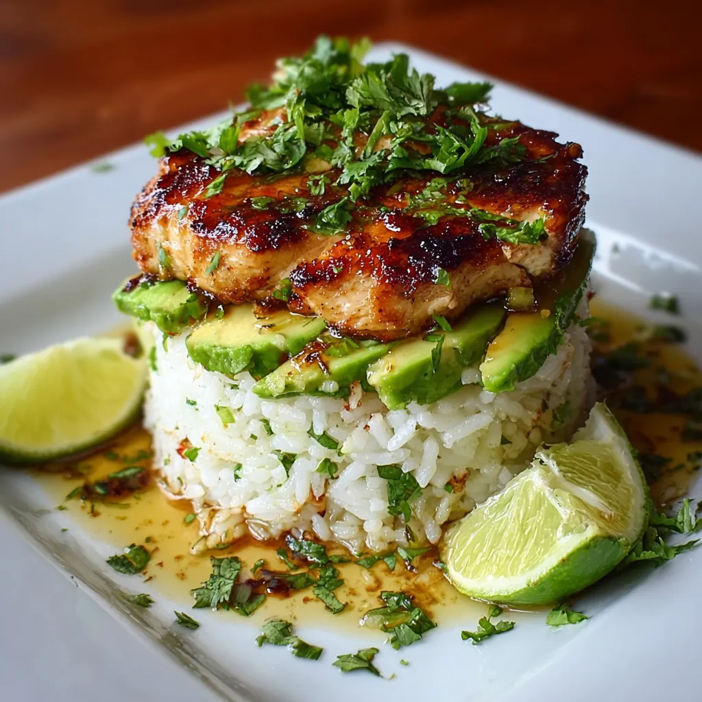EASY HONEY LIME CHICKEN AVOCADO RICE STACK