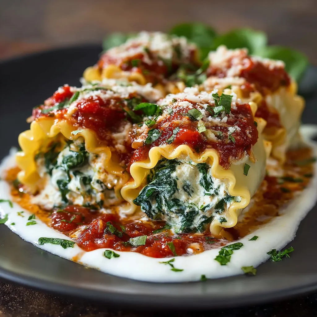EASY SPINACH LASAGNA ROLL UPS