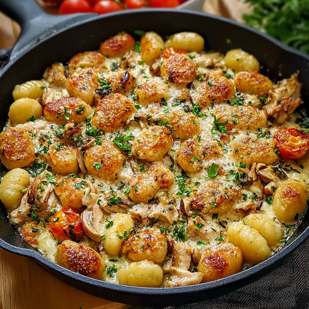 GARLIC CHICKEN GNOCCHI SKILLET DINNER EASY