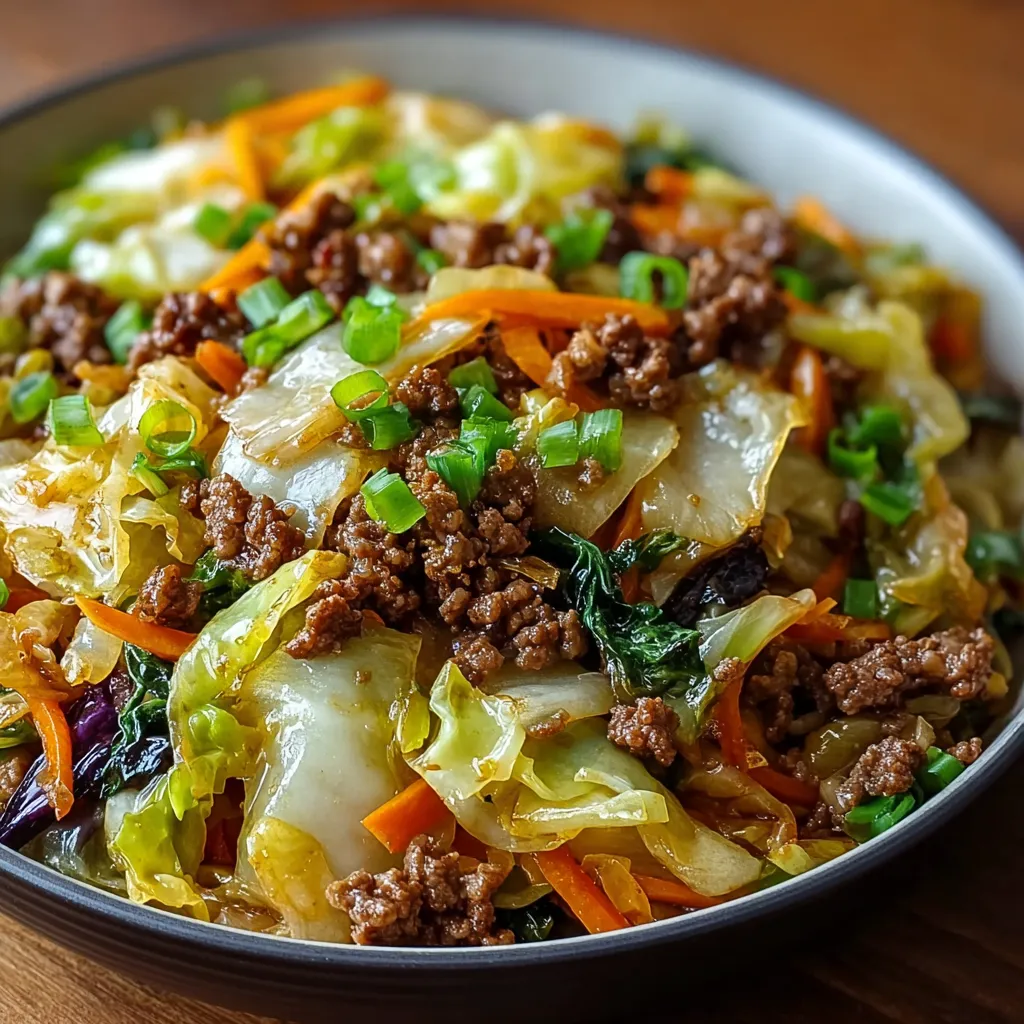 GROUND BEEF & CABBAGE QUICK STIR-FRY