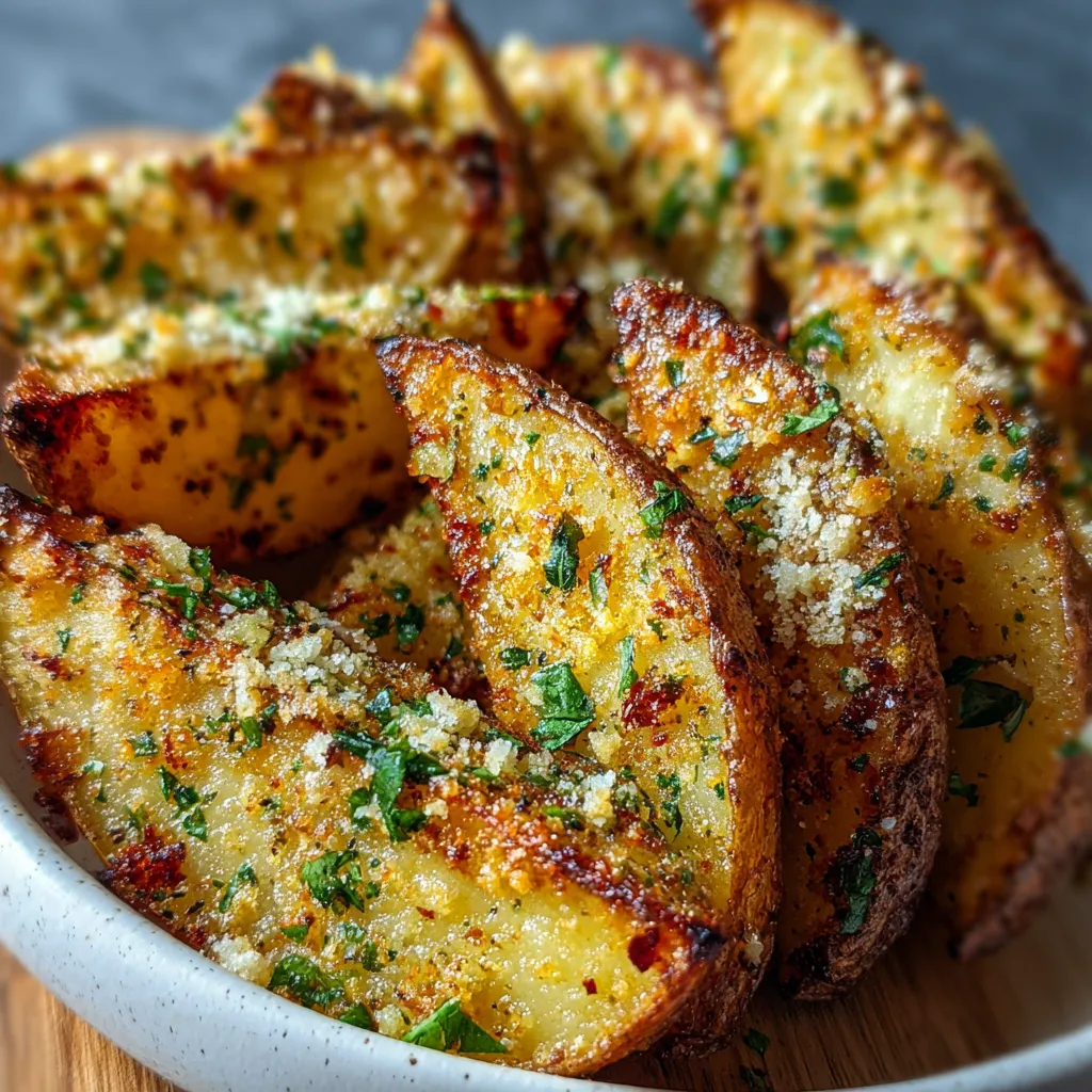 PERFECT BAKED GARLIC PARMESAN POTATO WEDGES