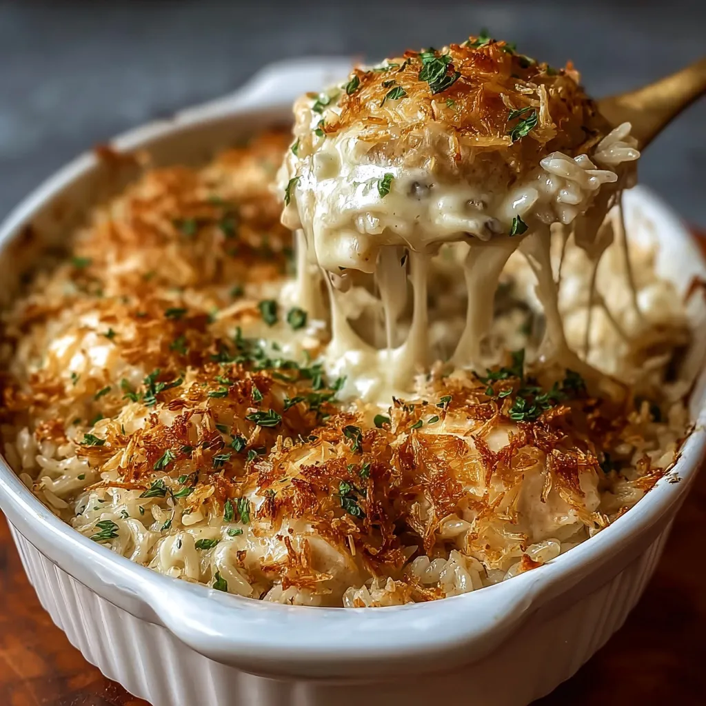 ULTIMATE FRENCH ONION CHICKEN RICE BAKE