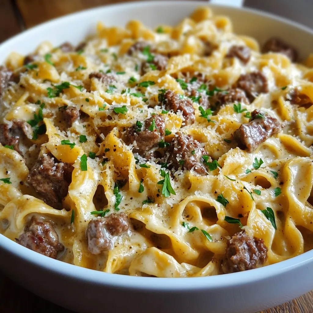 Cajun Cream Cheese Alfredo Bowties with Spiced Ground Beef