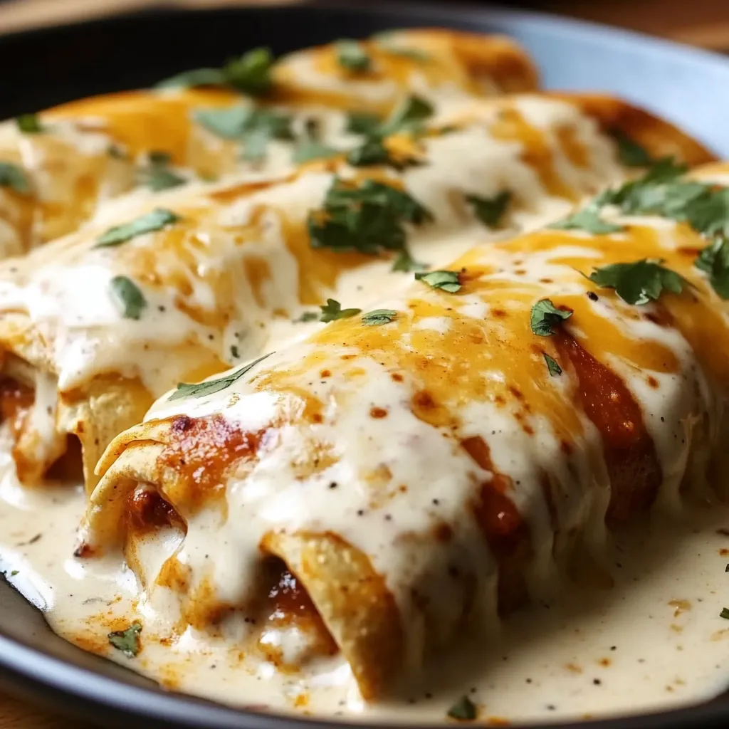 Cheesy Chicken Enchiladas with Creamy Sauce