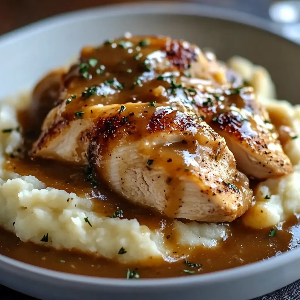 Chicken Garlic Gravy Mashed Potatoes