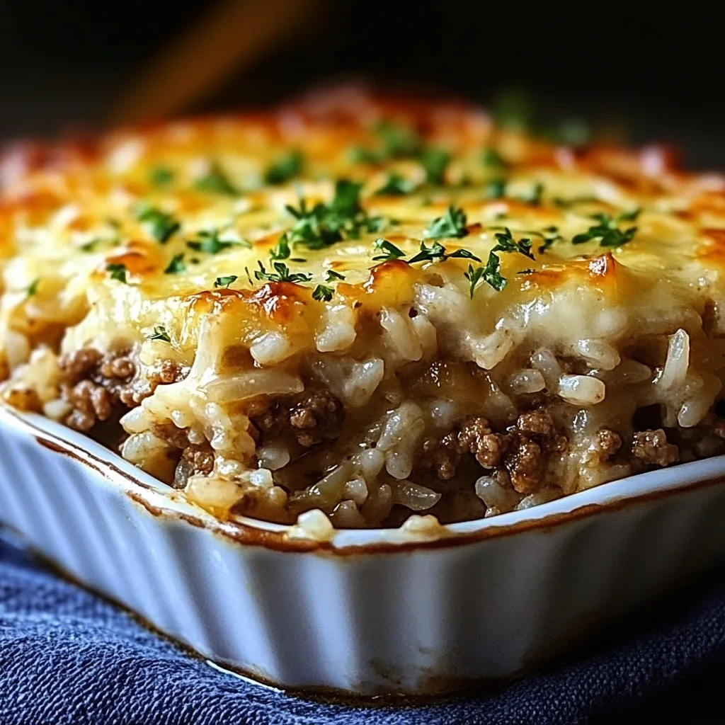 French Onion Ground Beef and Rice Casserole