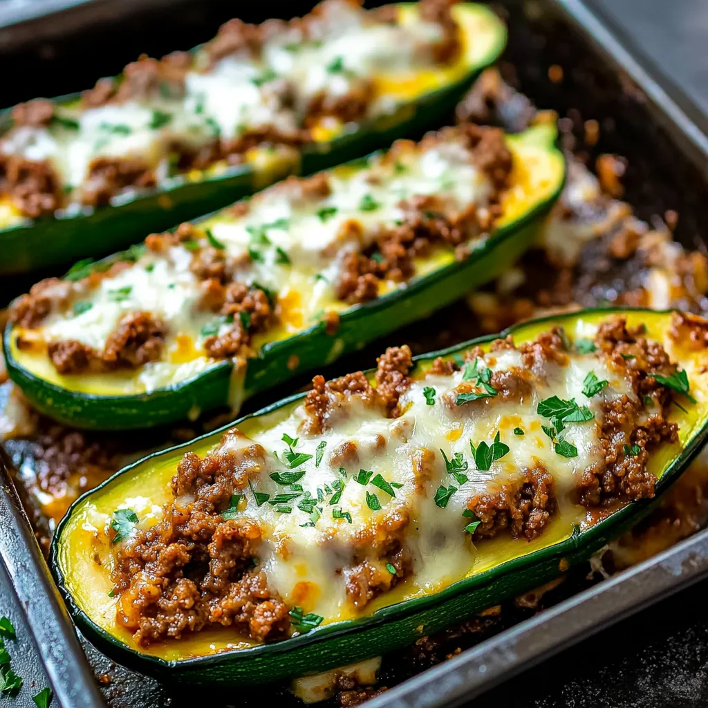 Ground Beef Zucchini Boats