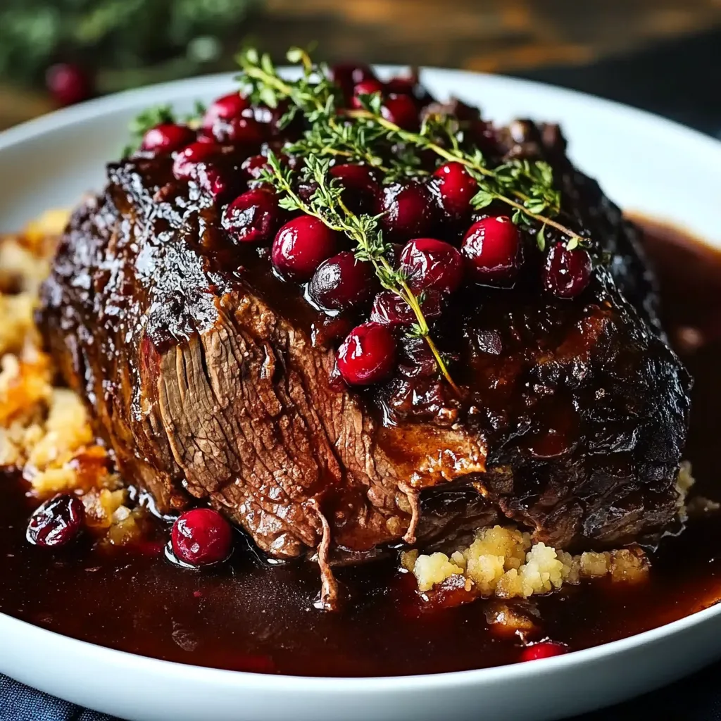 Slow Braised Beef Roast with Cranberry Balsamic Glaze