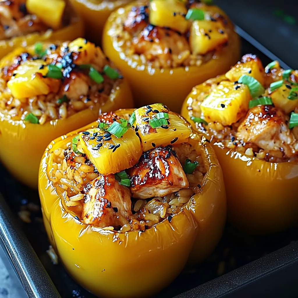 Teriyaki Pineapple Chicken and Rice Stuffed Peppers