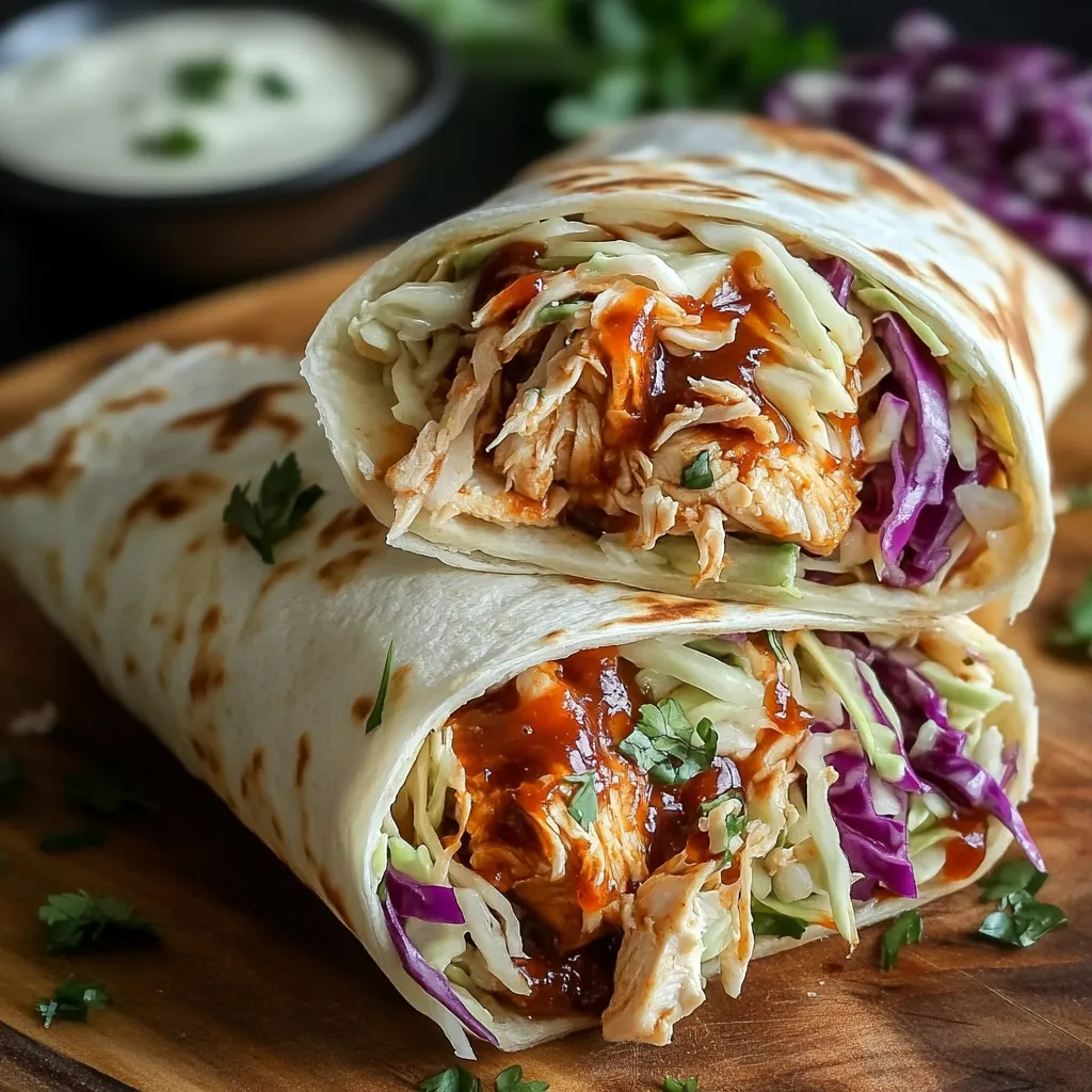 BBQ Chicken Coleslaw Wraps