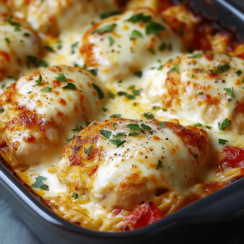 High Protein Cheesy Mozzarella Chicken Bake