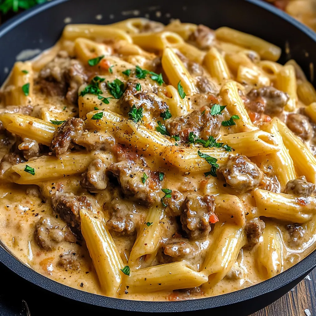 High Protein Creamy Beef Pasta