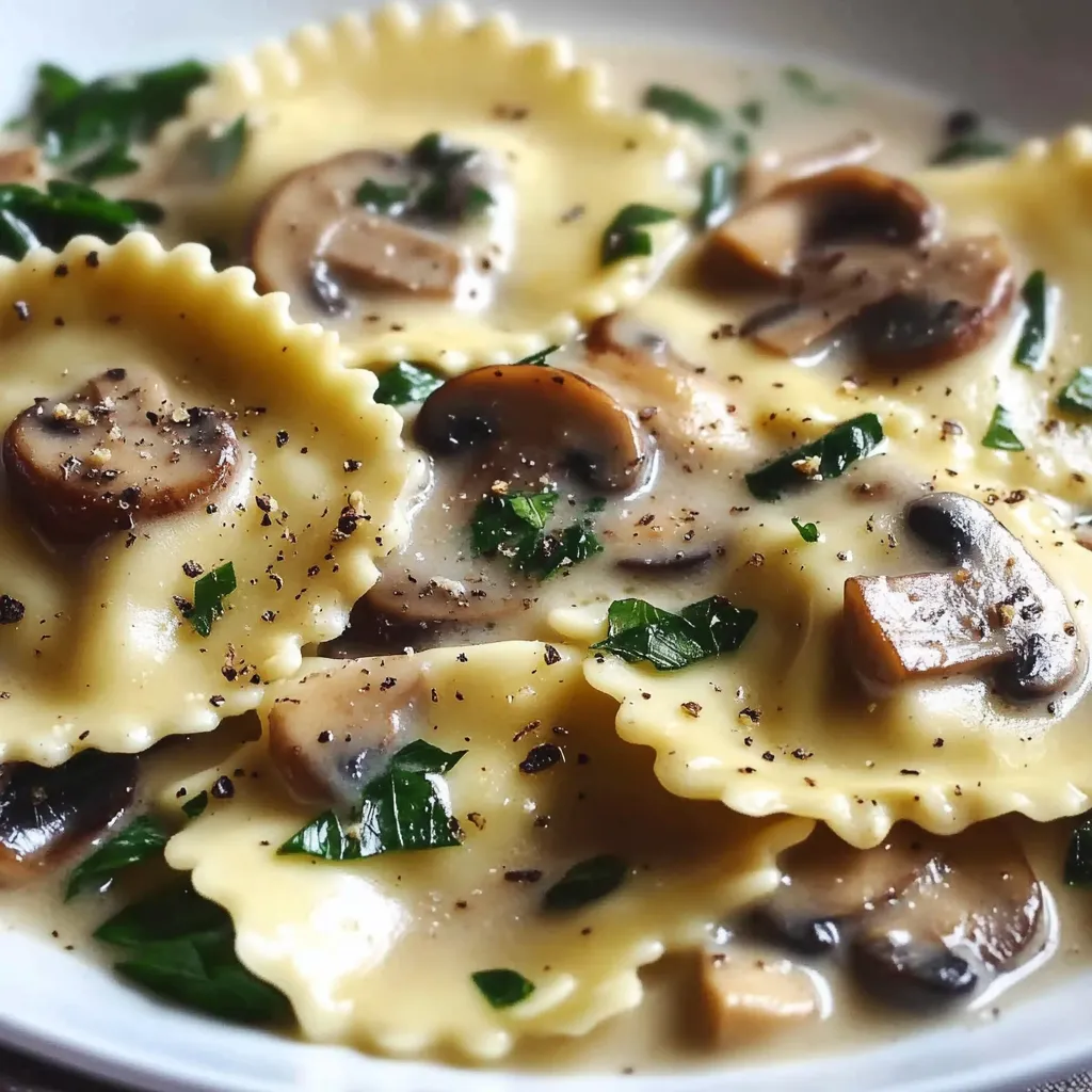 Mushroom Ravioli with Spinach