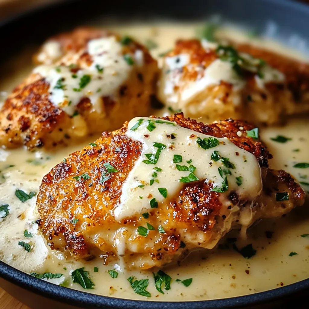 Parmesan Crusted Chicken with Creamy Garlic Sauce